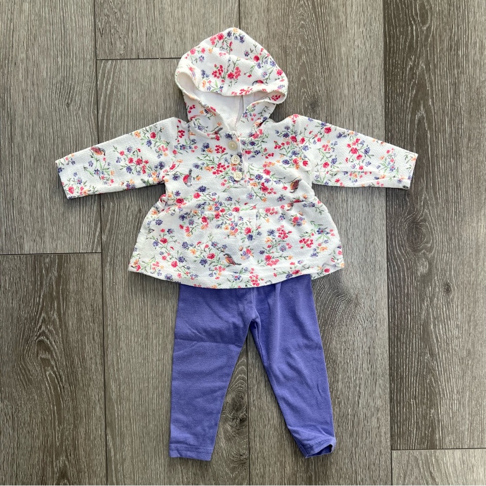 CARTERS 2PC HOODED SWEATSHIRT AND LEGGINGS OUTFIT 9MO